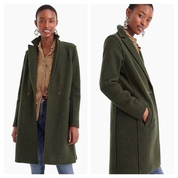 J. crew Daphne coat 100% wool green peacoat jacket forest green / olive! - Picture 1 of 8